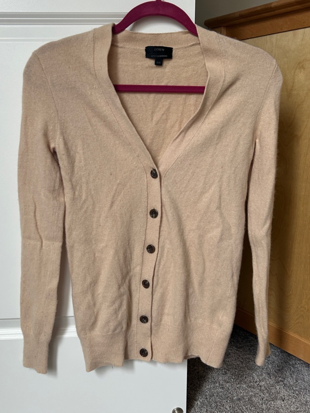 J. Crew Beige V-Neck Cashmere-Blend Cardigan